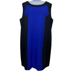 Calvin Klein Dress Women Plus Size 20W Blue Black Colorblock Sleeveless Sheath